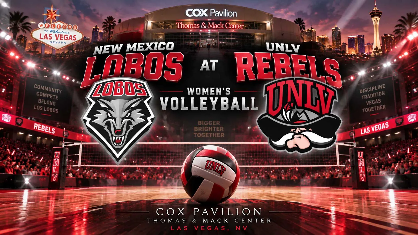 New Mexico Lobos at UNLV Rebels Womens Volleyball