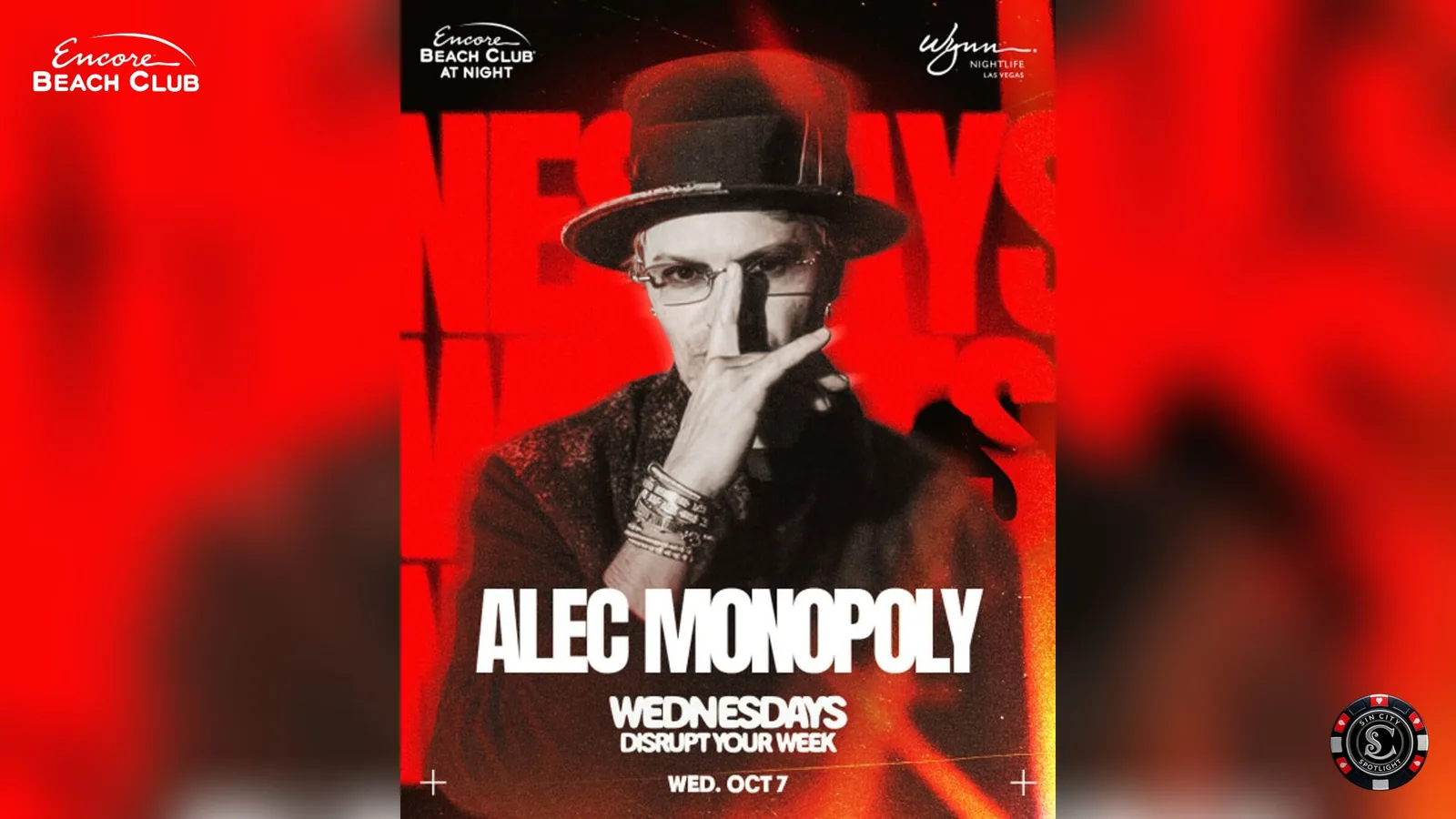 Alec Monopoly at Encore Beach Club at Night