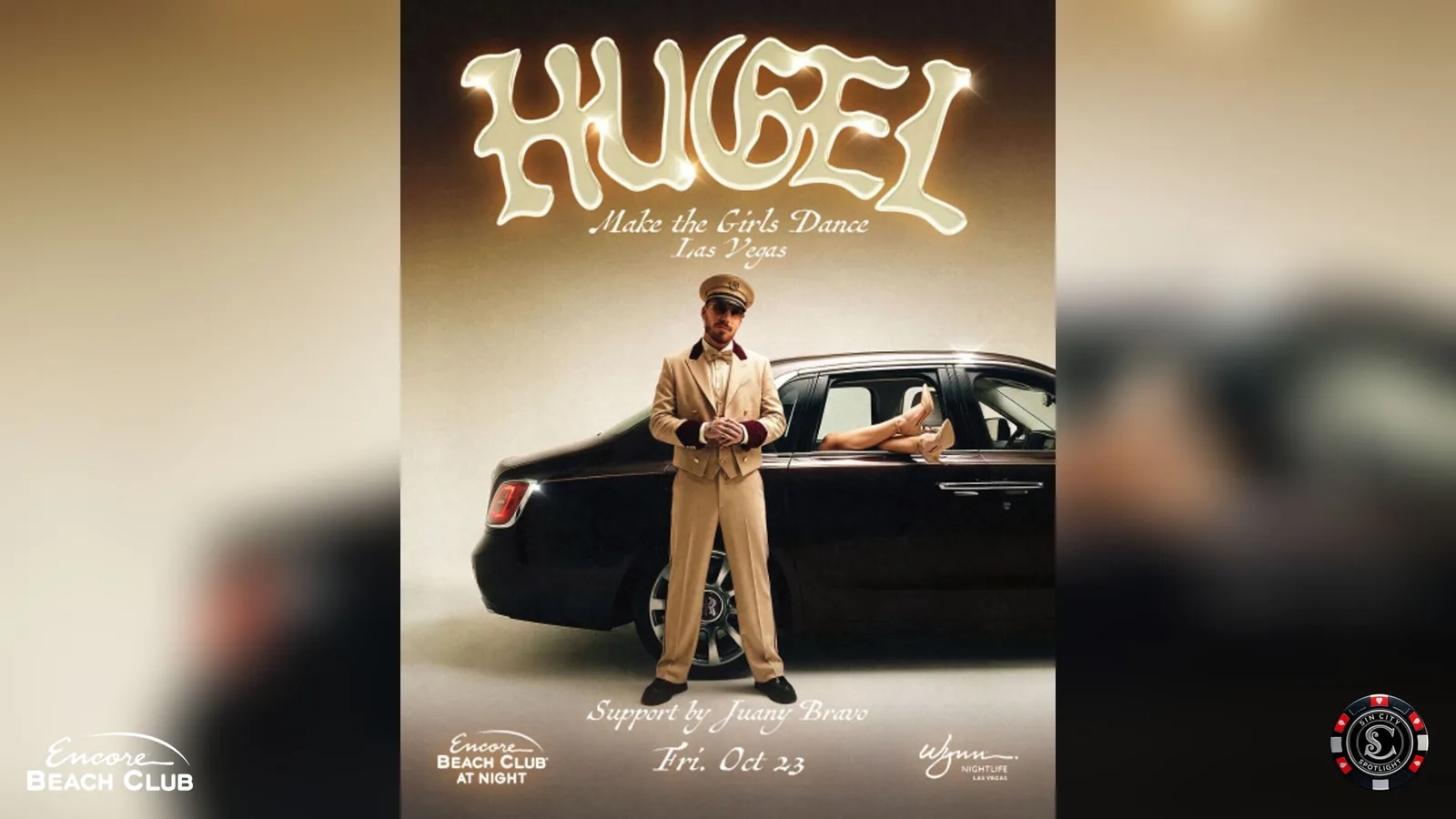 Hugel with Support by Juany Bravo at Encore Beach Club at Night