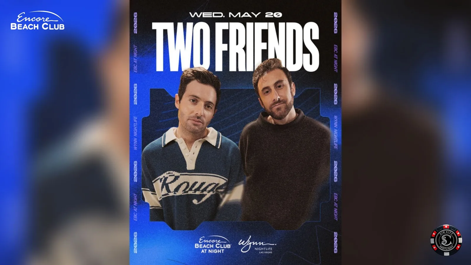 Two Friends at Encore Beach Club at Night