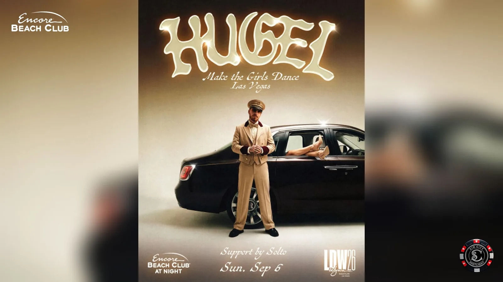 Hugel at Encore Beach Club at Night